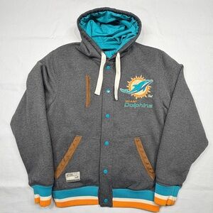 Vintage Miami Dolphins Reverseable Snap-Up Hoodie By G-III Apparel Group Size L